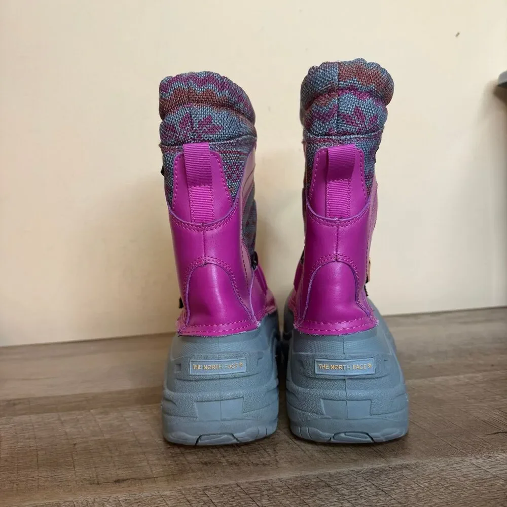The North Face Youth big Girl size 7 Gray Pink/Gray Snow Winter Boots Insulation